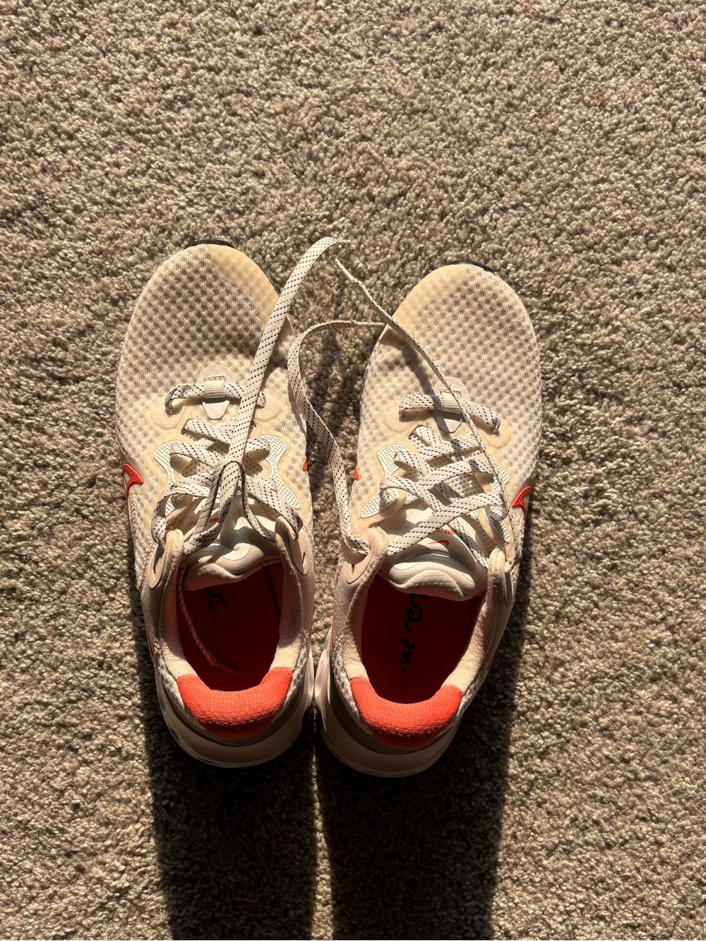 Nike Women's Cream Athletic Sneakers with Coral Accents